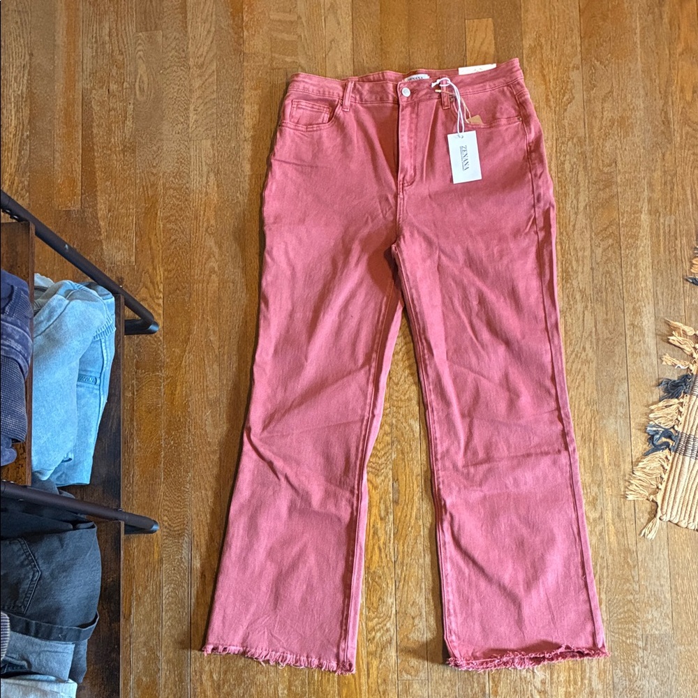 Zenana stretch raw hem pants